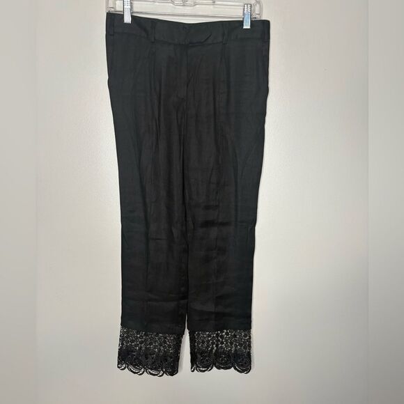 Anne Fontaine Linen blend Lace border pants - Picture 1 of 5
